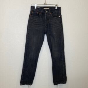 Levi’s Wedgie Straight Leg Gray Raw Hem Denim Jeans EUC Sz 24 Cotton Women’s